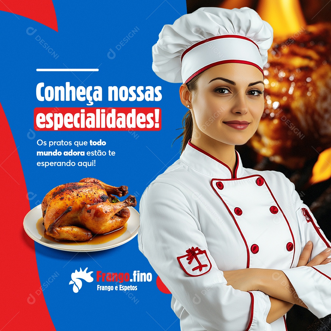 Rotisserie Conheça Nossas Especialidades Social Media PSD Editável