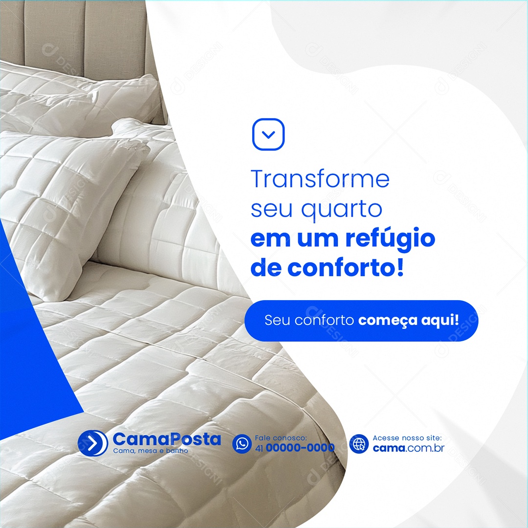 Cama Mesa e Banho Seu Conforto Começa Aqui Social Media PSD Editável