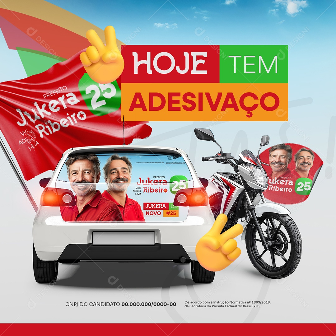 Eleição Política Jukeira Ribeiro Hoje Tem Adesivação Social Media PSD Editável