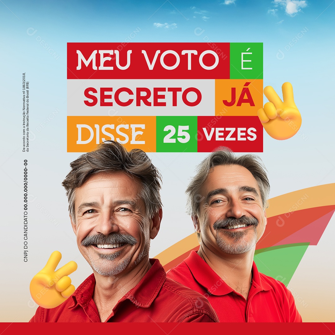 Eleição Política Jukeira Ribeiro Meu Voto é Secreto Social Media PSD Editável