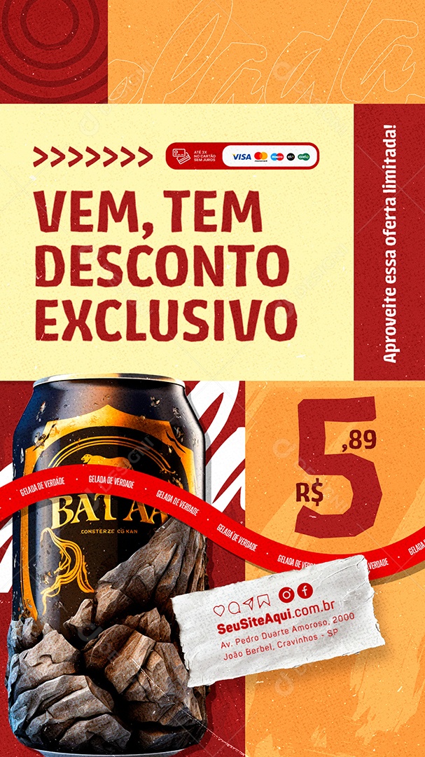 Story Cervejaria Vem Tem Desconto Exclusivo Social Media PSD Editável