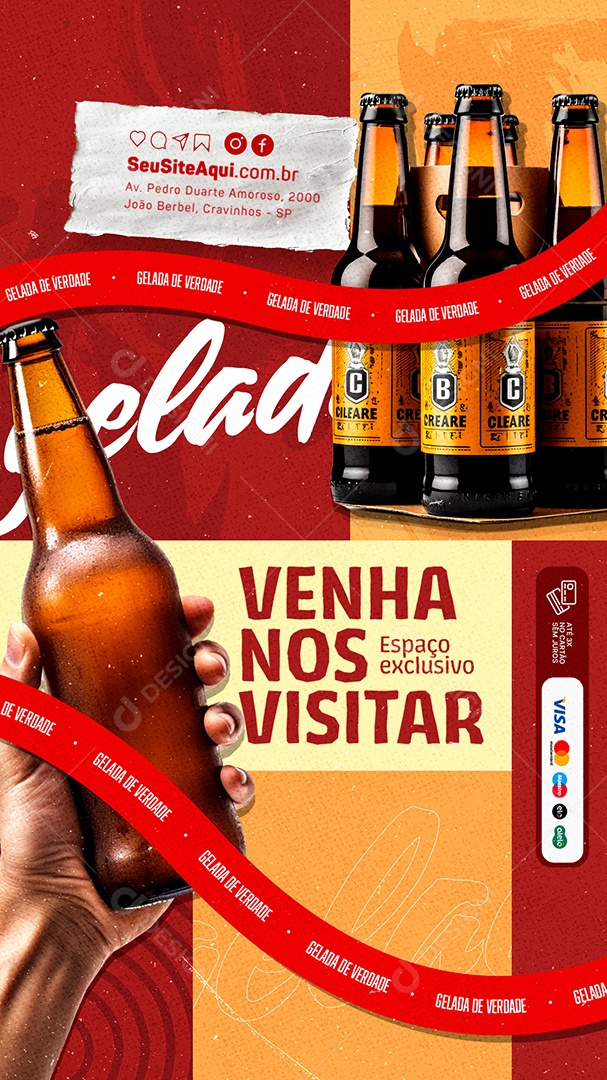 Story Cervejaria Venha nos Visitar Social Media PSD Editável