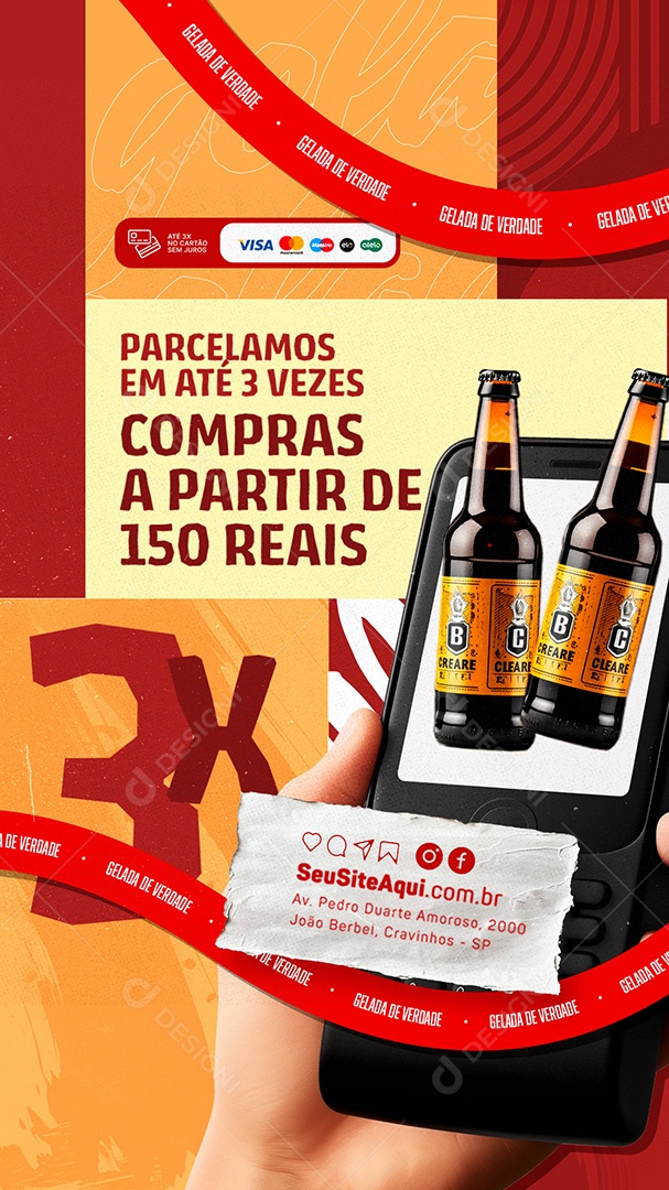 Story Cervejaria Parcelamos em Até 3 Vezes Social Media PSD Editável