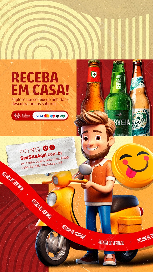 Story Cervejaria Receba em Casa Social Media PSD Editável