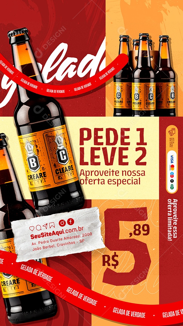 Story Cervejaria Pede 1 Leve 2 Social Media PSD Editável