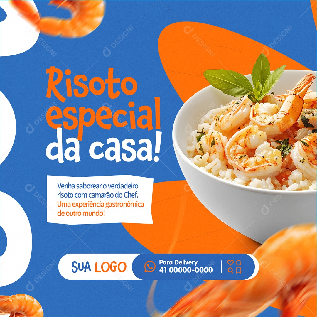 Restaurante Risoto Especial da Casa Camarão Social Media PSD Editável