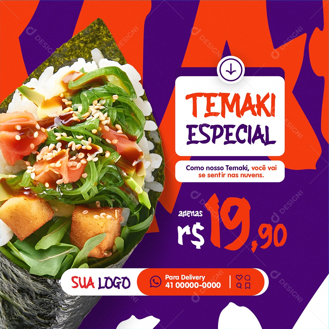 Restaurante Temaki Especial Social Media PSD Editável