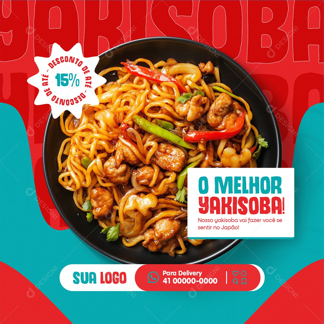 Restaurante O Melhor Yakisoba Social Media PSD Editável