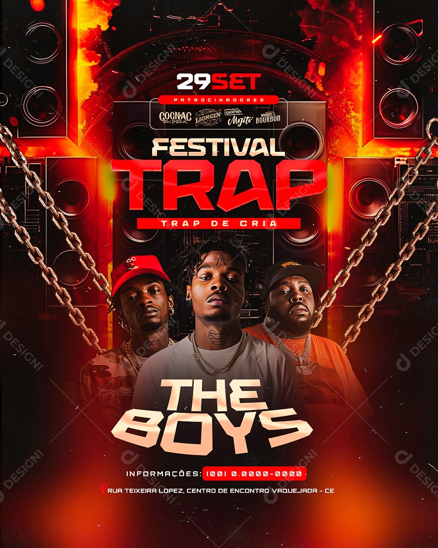 Flyer Festival Trap de Cria The Boys Social Media PSD Editável