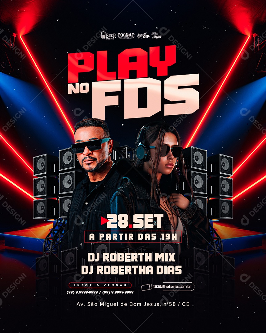 Flyer Play No FDS DJ Roberth Mix DJ Robertha Dias Social Media PSD Editável