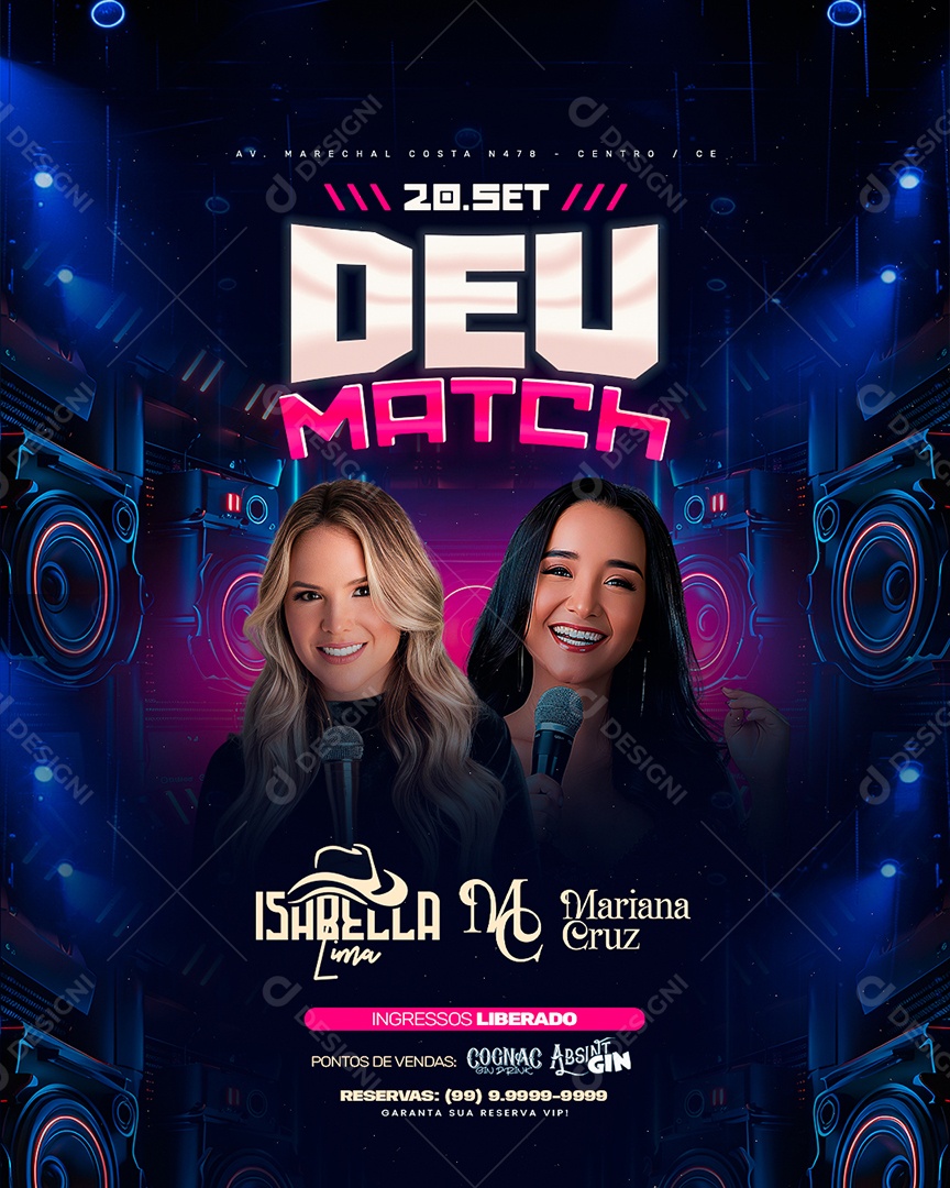 Flyer Deu Match Isabella Lima Mariana Cruz Social Media PSD Editável