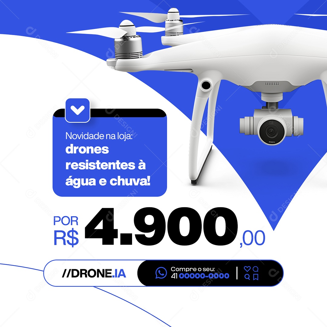 Loja de Drones Novidade Drones Resistentes à Água e Chuva Social Media PSD Editável