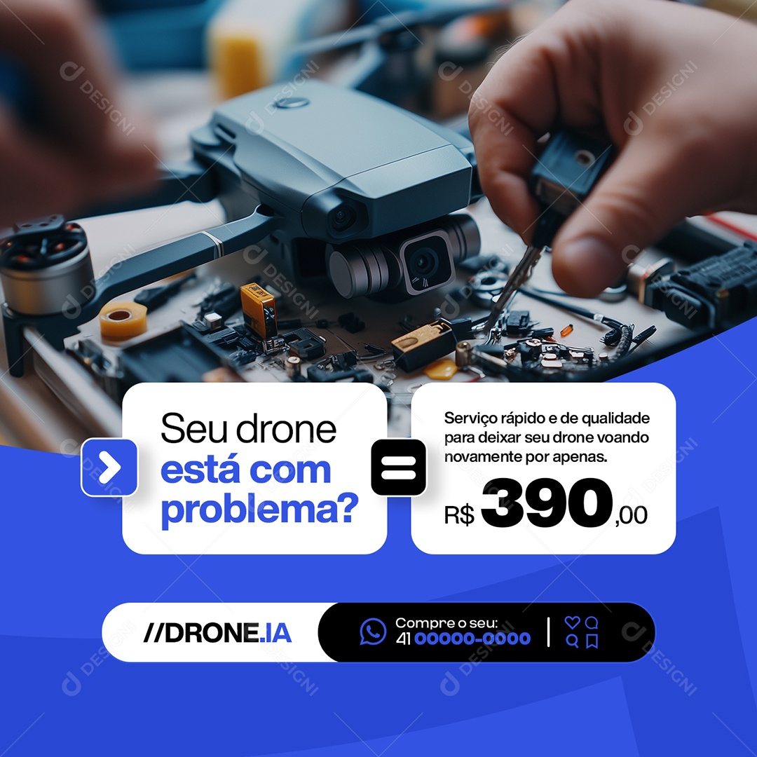 Loja de Drones Seu Drone Está com Problema Social Media PSD Editável