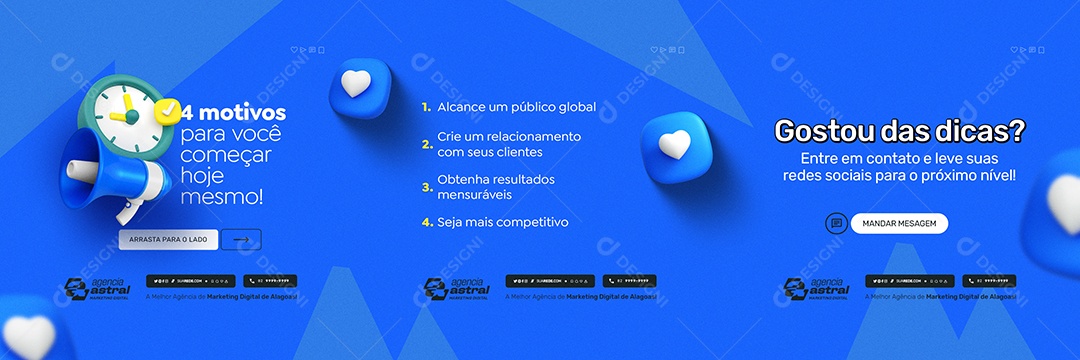 Carrossel Marketing Digital Quatro Motivos para Você Começar Hoje Social Media PSD Editável