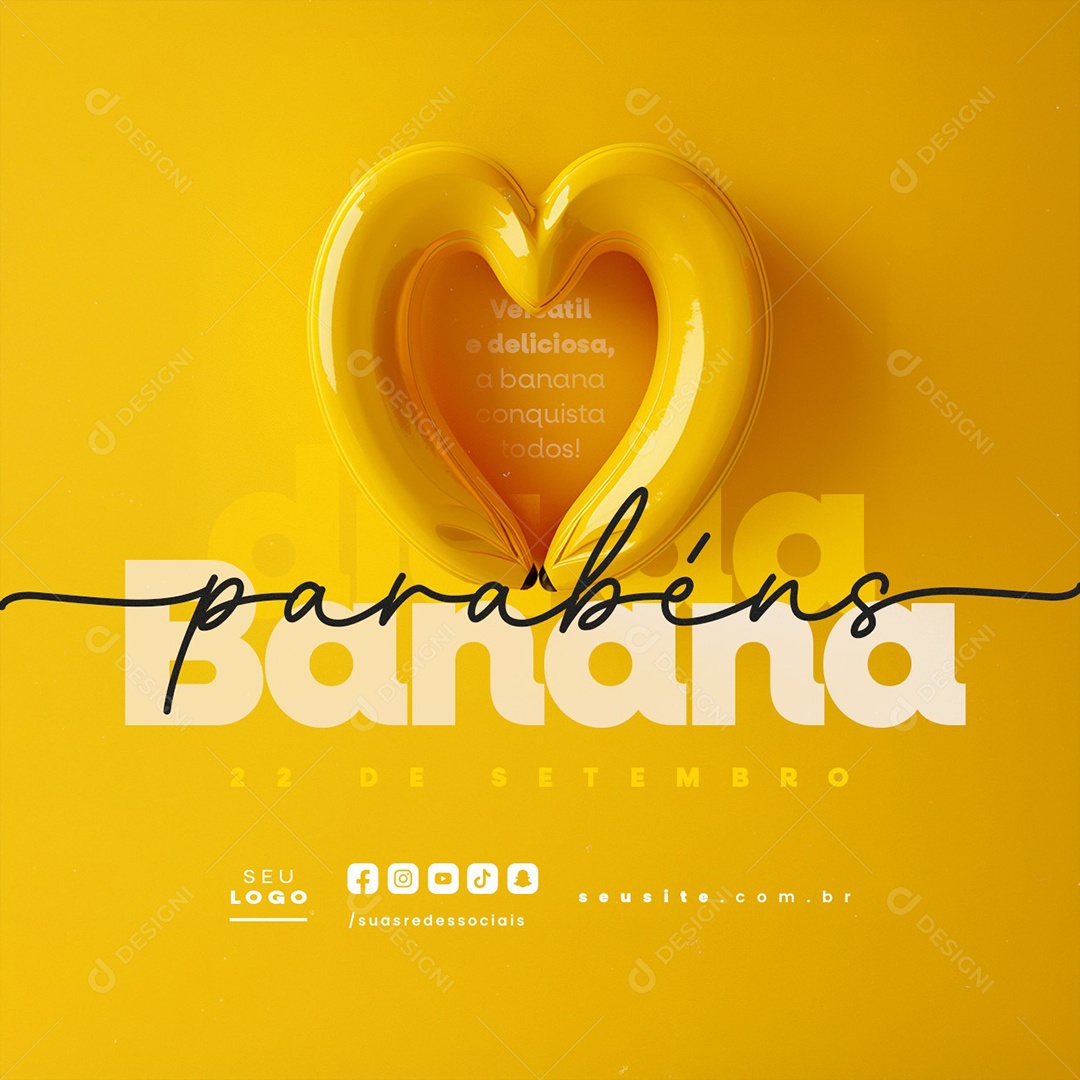 Dia da Banana 22 de Setembro Parabéns Social Media PSD Editável