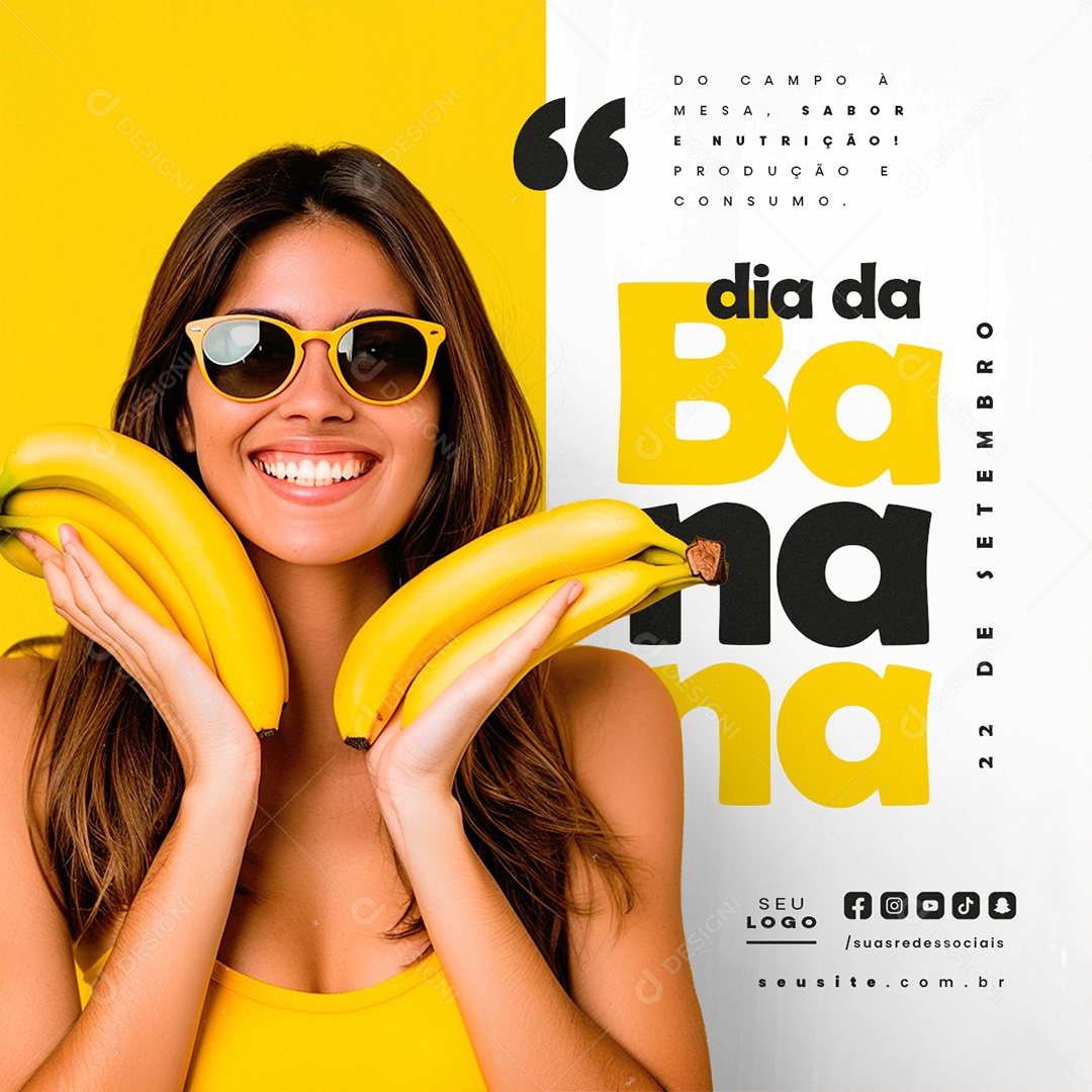 Dia da Banana 22 de Setembro Social Media PSD Editável