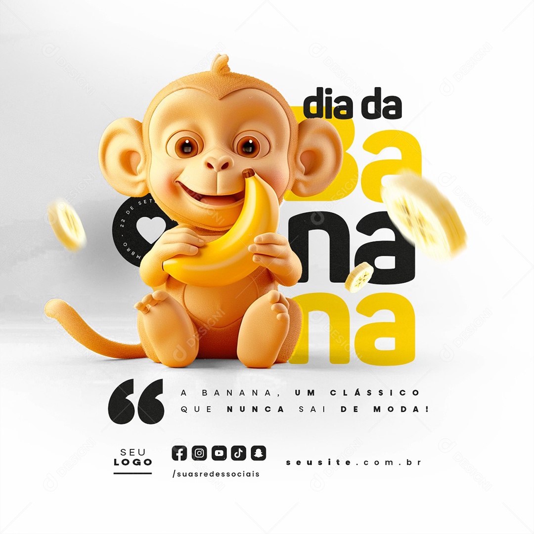 Dia da Banana 22 de Setembro Um Clássico Social Media PSD Editável