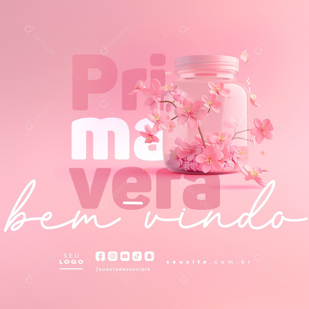 Social Media Bem Vindo Primavera PSD Editável