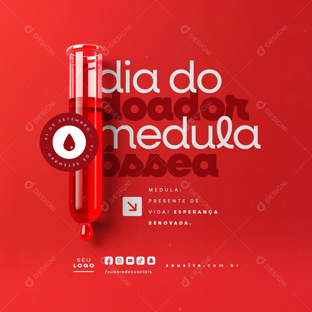 Dia do Doador de Medula Óssea 21 de Setembro Presente de Vida Social Media PSD Editável