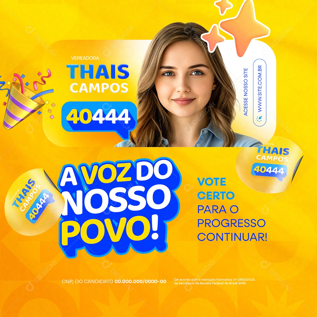 Eleição Política Vereadora Thais Campos A Voz do Nosso Povo Social Media PSD Editável