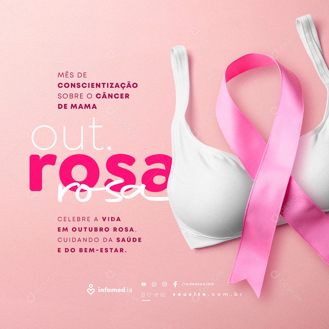 Outubro Rosa Celebre a Vida Social Media PSD Editável