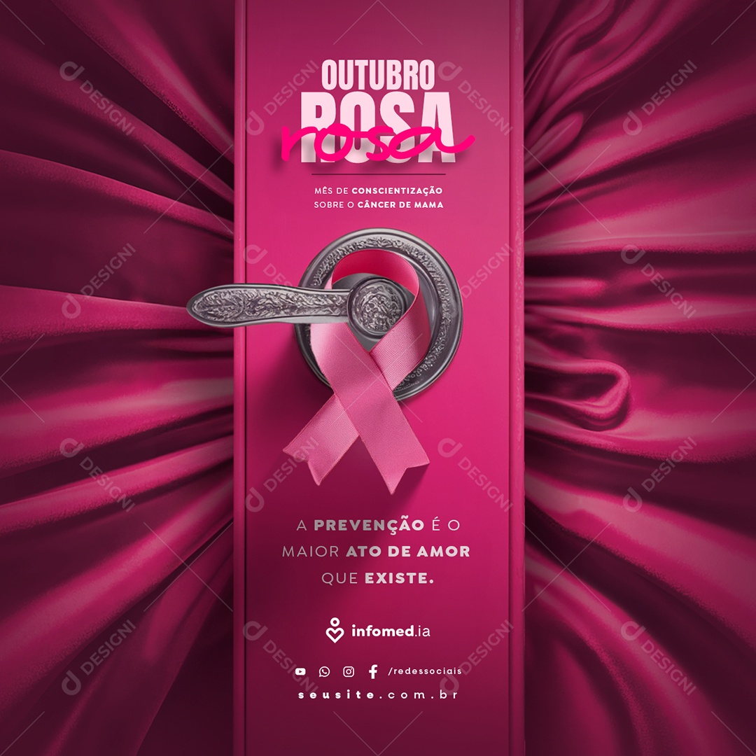 Outubro Rosa A Prevenção é o Maior Ato de Amor Social Media PSD Editável