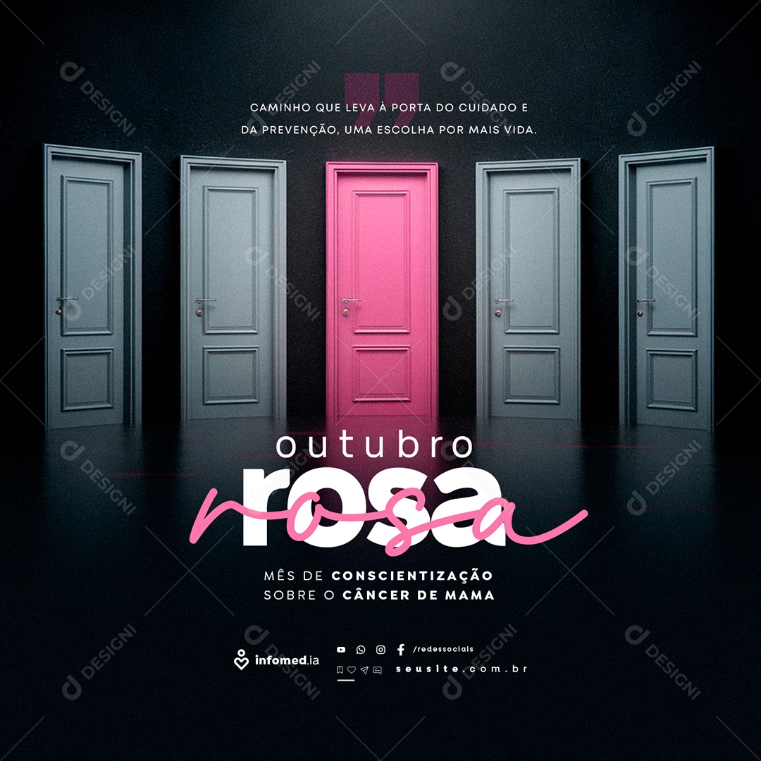 Outubro Rosa Uma Escolha por Mais Vida Social Media PSD Editável