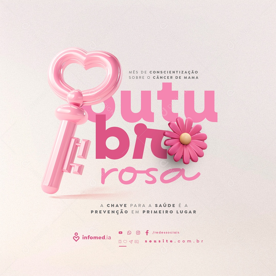 Outubro Rosa A Chave para a Saúde Social Media PSD Editável