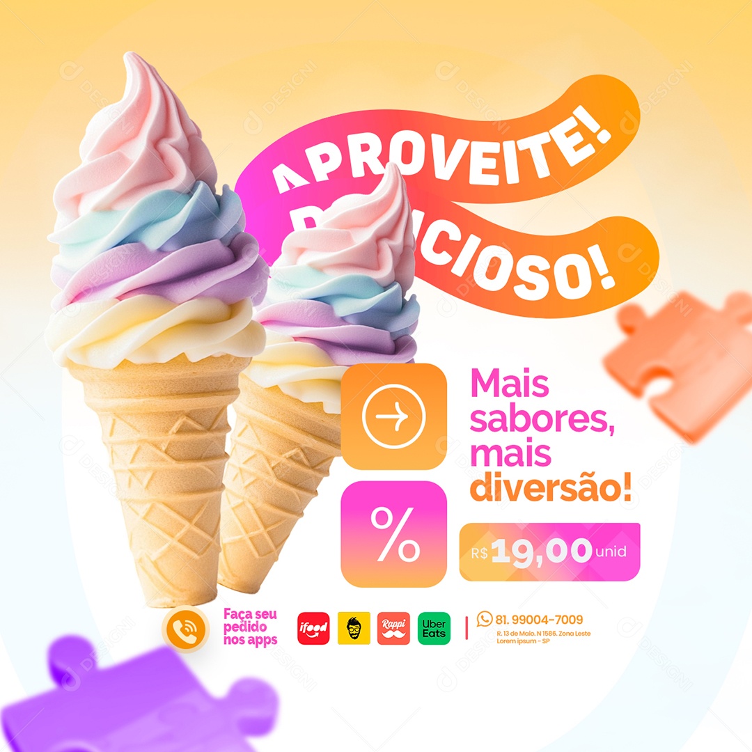 Dia das Crianças mais Sabores Social Media PSD Editável