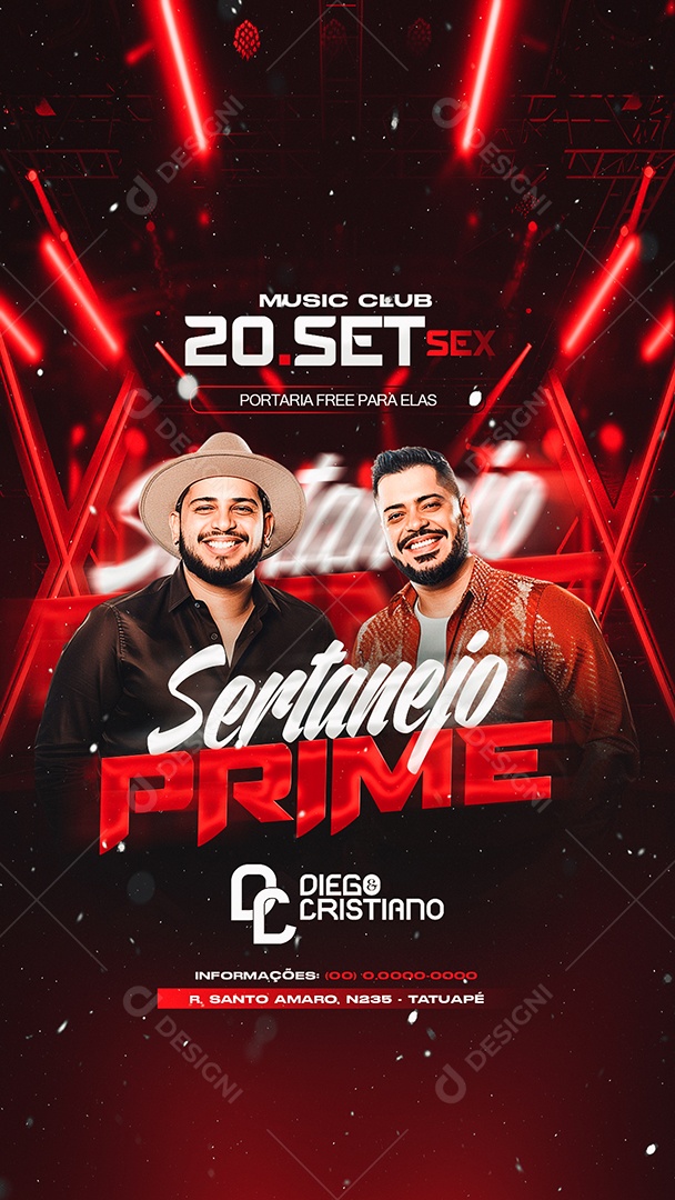 Flyer Story Sertanejo Prime Diego e Cristiano Social Media PSD Editável