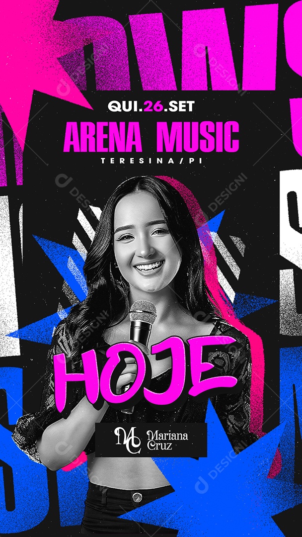 Flyer Story Arena Music Hoje Mariana Cruz Social Media PSD Editável