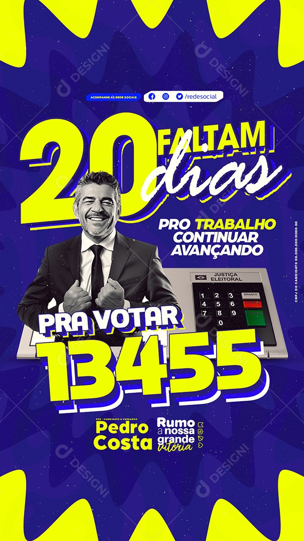 Story Política Faltam 20 Dias Social Media PSD Editável