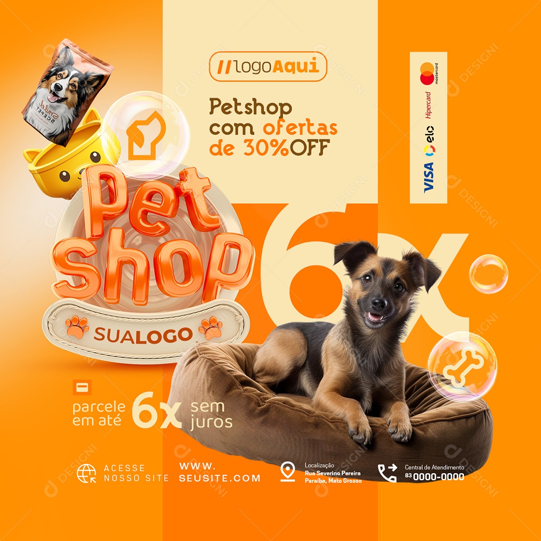 Pet Shop com Ofertas Social Media PSD Editável