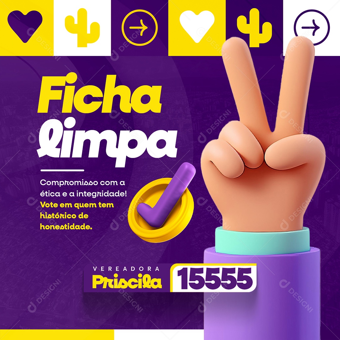 Política Ficha Limpa Social Media PSD Editável