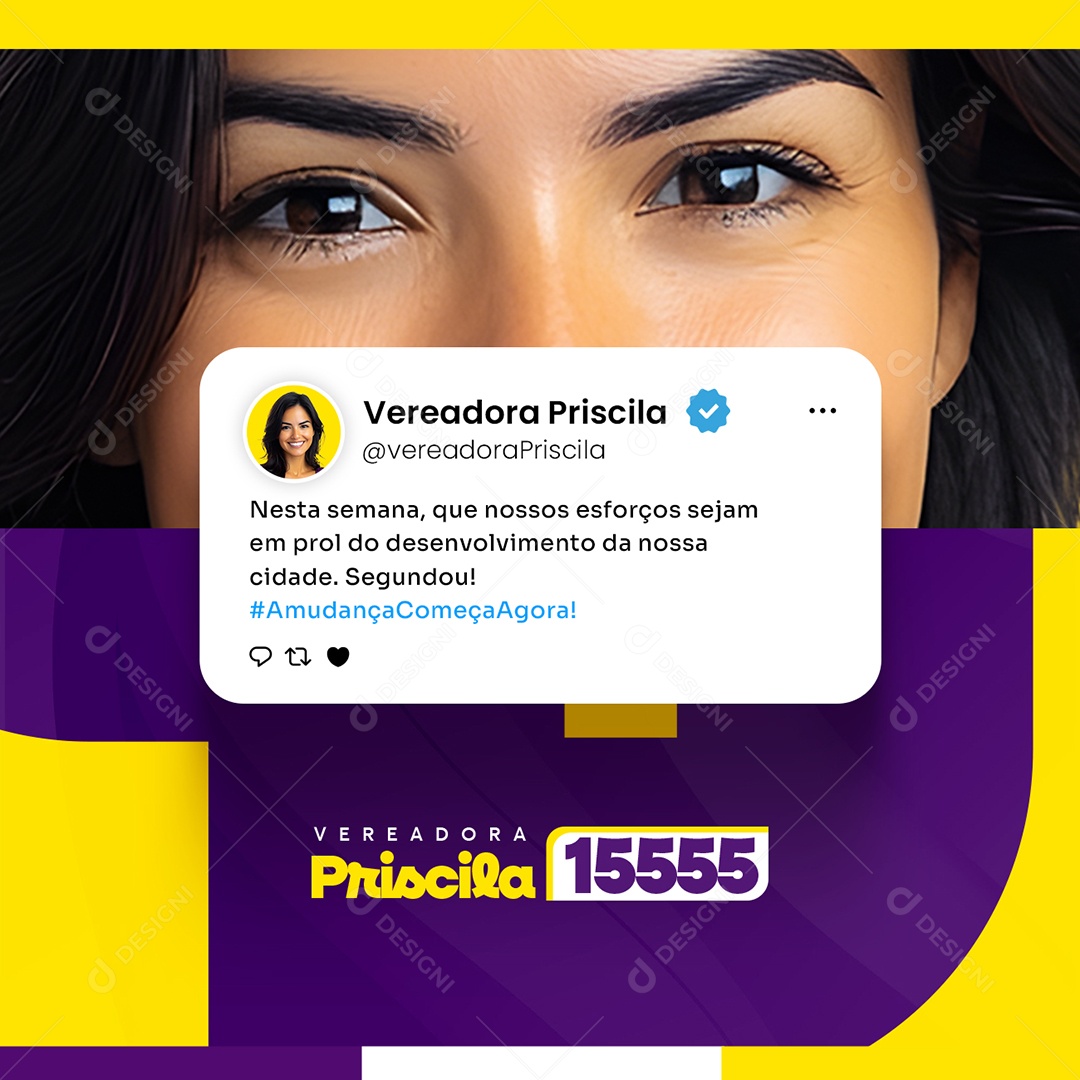 Política Vereadora Priscila Social Media PSD Editável