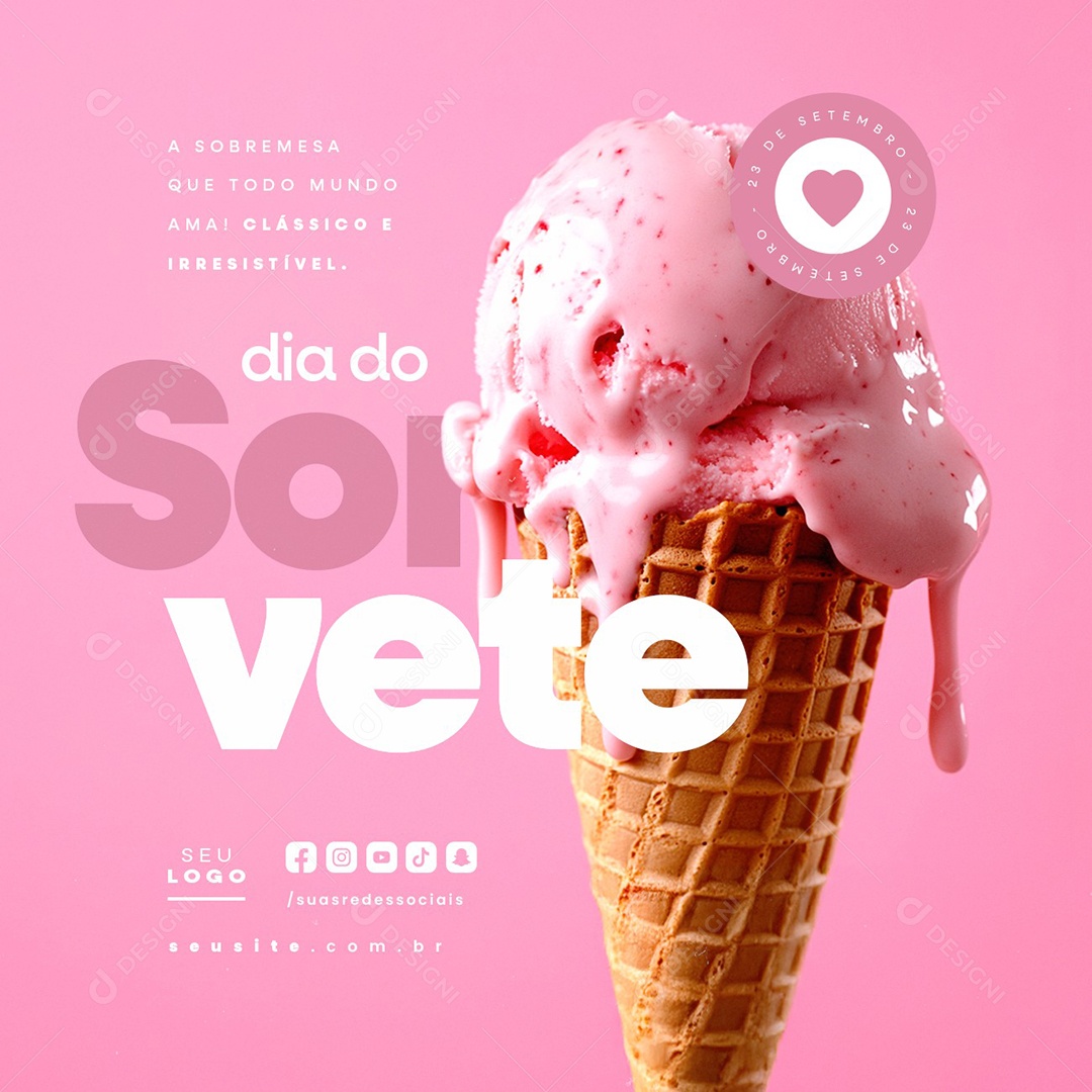 Dia do Sorvete 23 de Setembro a Sobremesa que todo Mundo Ama Social Media PSD Editável