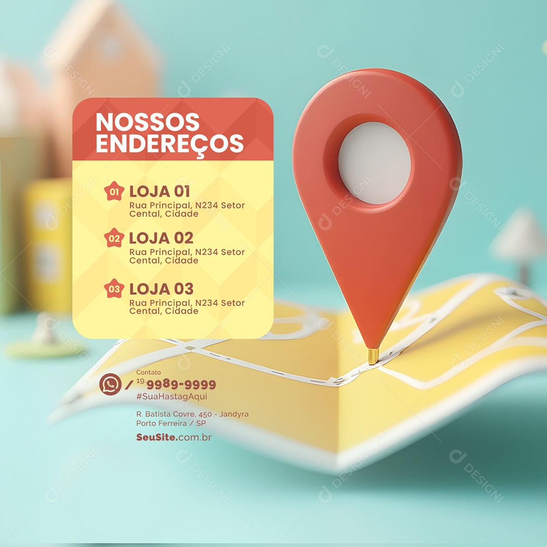 Localizacão Nossos Endereços Social Media PSD Editável