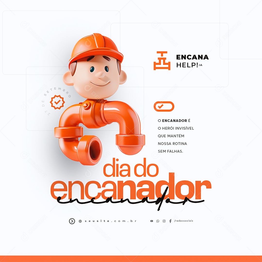 Dia do Encanador 27 de Setembro O Encanador é o Herói Invisível Social Media PSD Editável