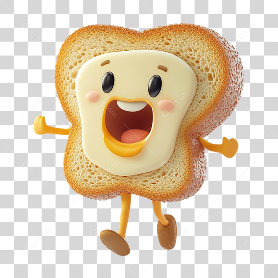 Personagem Alimento Pão com Carinha PNG Transparente