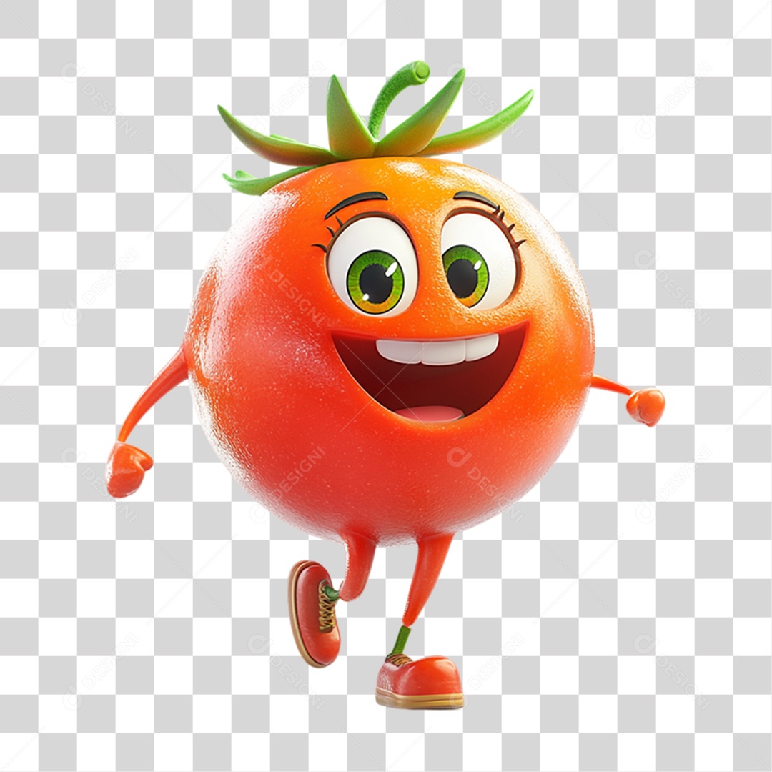 Personagem Alimento Tomate com Carinha PNG Transparente