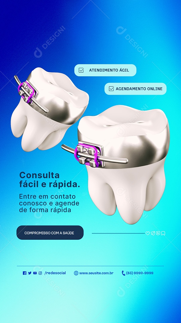 Story Dentista Consulta Fácil e Rápida Social Media PSD Editável