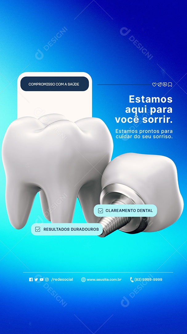 Story Dentista Estamos Aqui para Você Sorrir Social Media PSD Editável