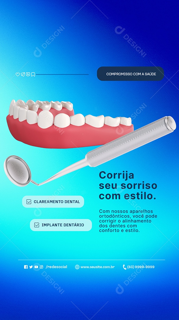 Story Dentista Corrija seu Sorriso com Estilo Social Media PSD Editável