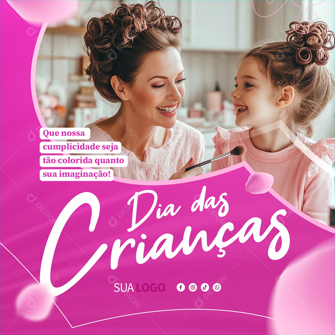 Dia das Crianças 12 de Outubro Estética Maquiagem Make Beleza Social Media PSD Editável