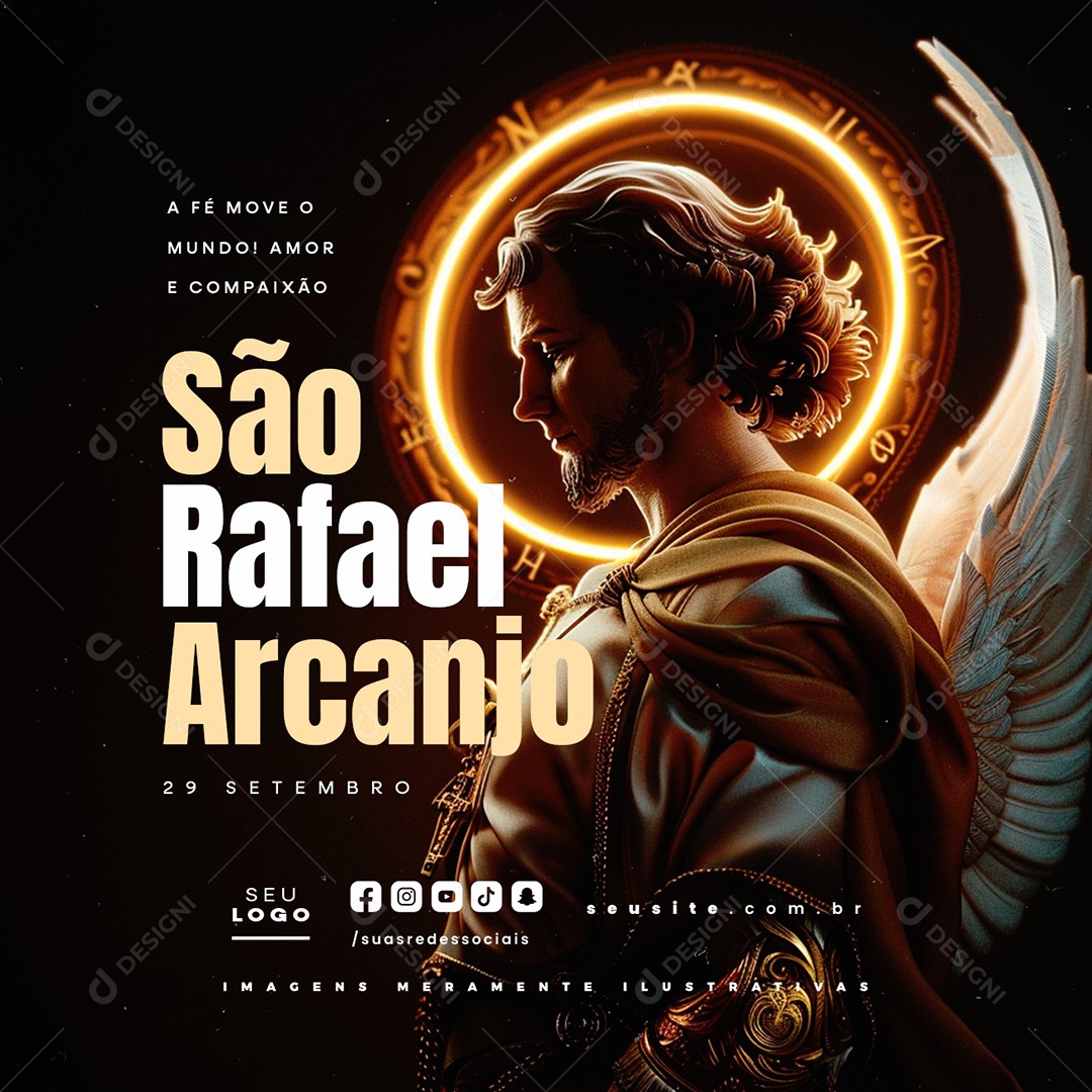 Dia de São Rafael Arcanjo 29 de Setembro A Fé Move o Mundo Social Media PSD Editável