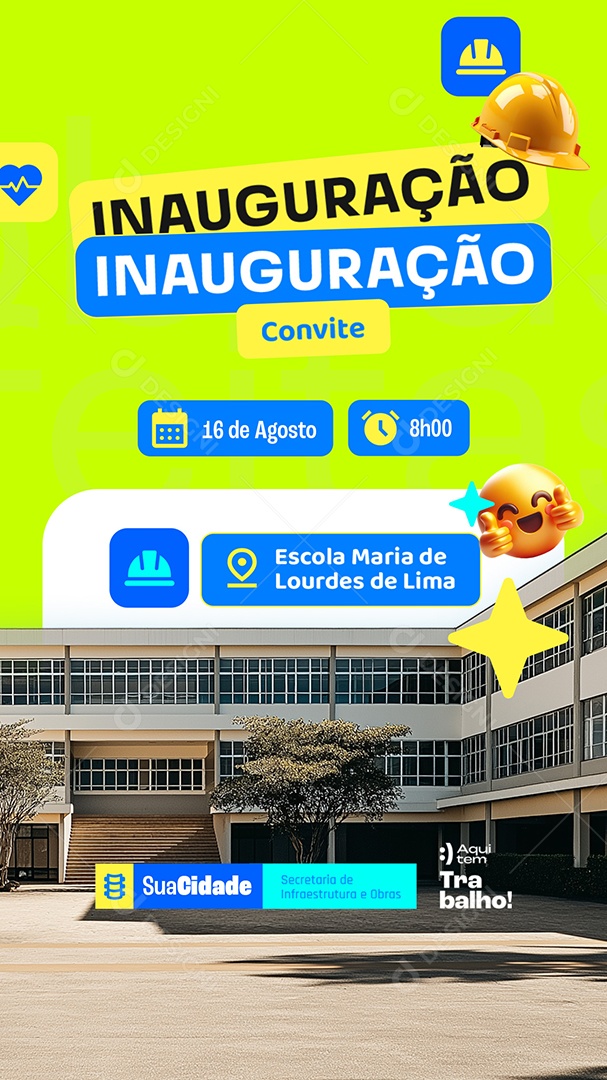 Story Prefeitura Convite Inauguração Escola Maria de Lourdes Social Media PSD Editável