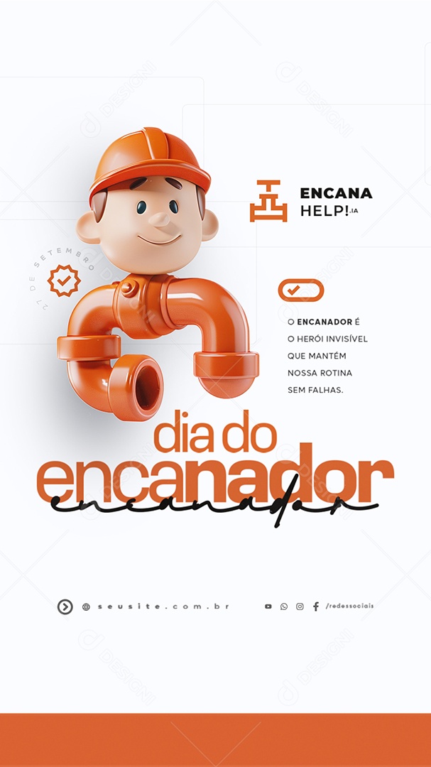 Story Dia do Encanador 27 de Setembro O Encanador é o Herói Invisível Social Media PSD Editável