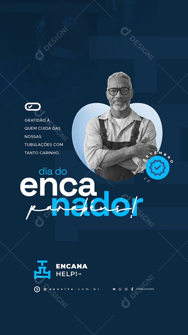 Story Dia do Encanador 27 de Setembro Parabéns Gratidão Social Media PSD Editável