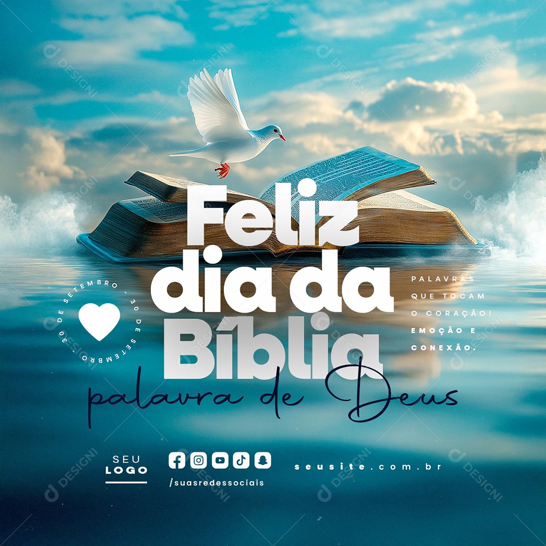 Feliz Dia da Bíblia 30 de Setembro Palavra de Deus Social Media PSD Editável