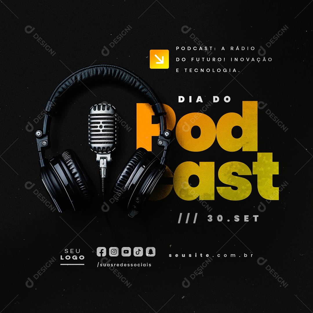 Dia do Podcast 30 de Setembro O Rádio do Futuro Social Media PSD Editável